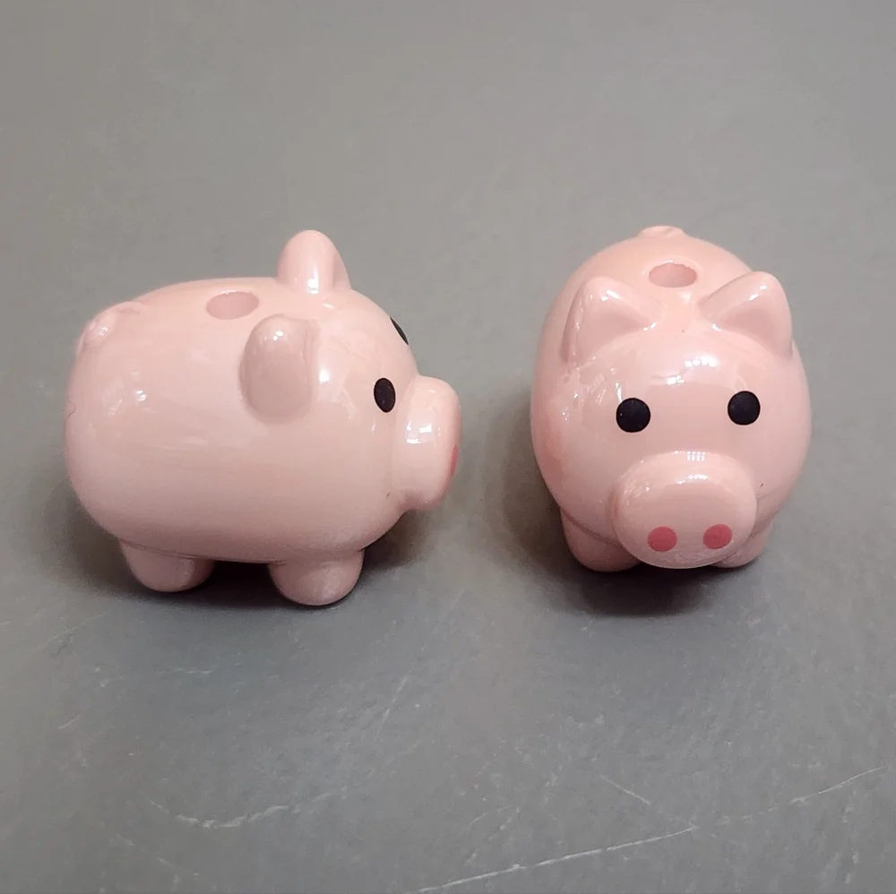 Pig Beads Acrylic 2pc Focal Bead Pink Crafts‎ Jewelry Making Beadable Pen